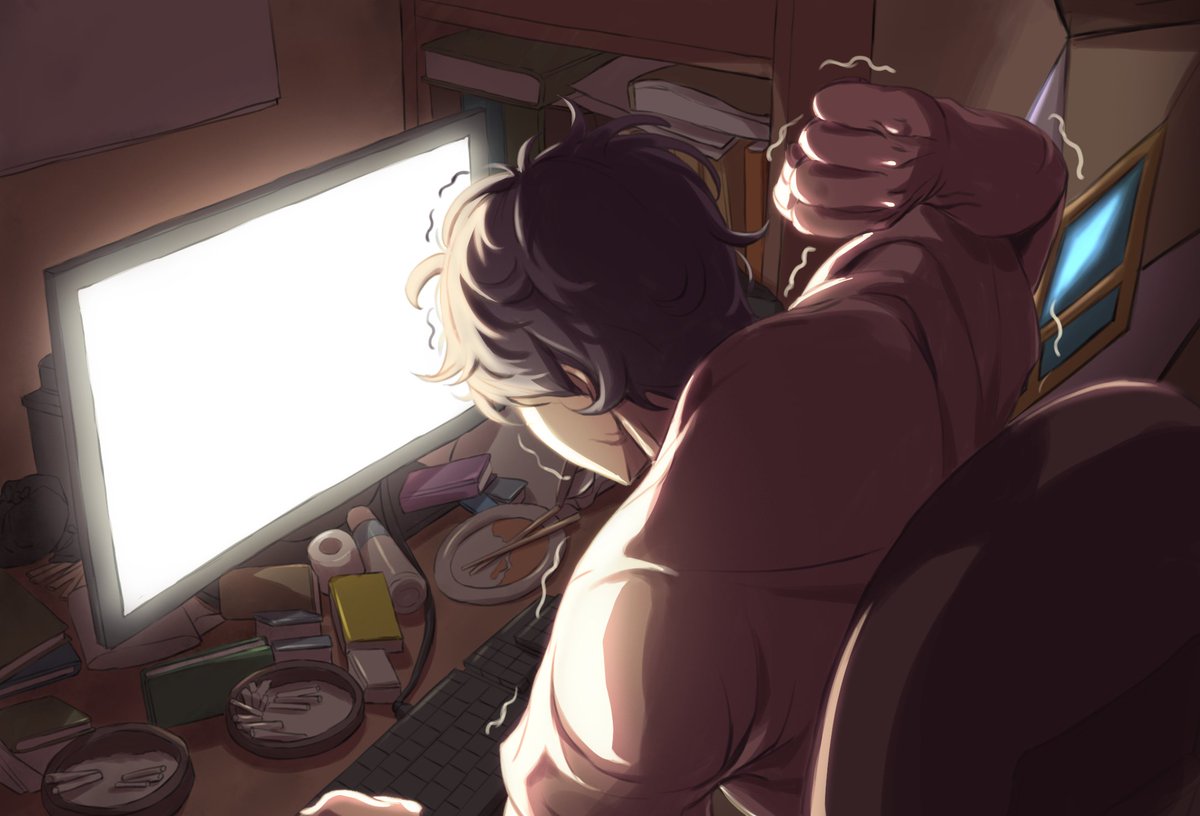 비트코인에 미쳐 인생을 망치고 있는 사람에 모습을 일러스트로 그려보았습니다. #비트코인 #폐인 #일러스트