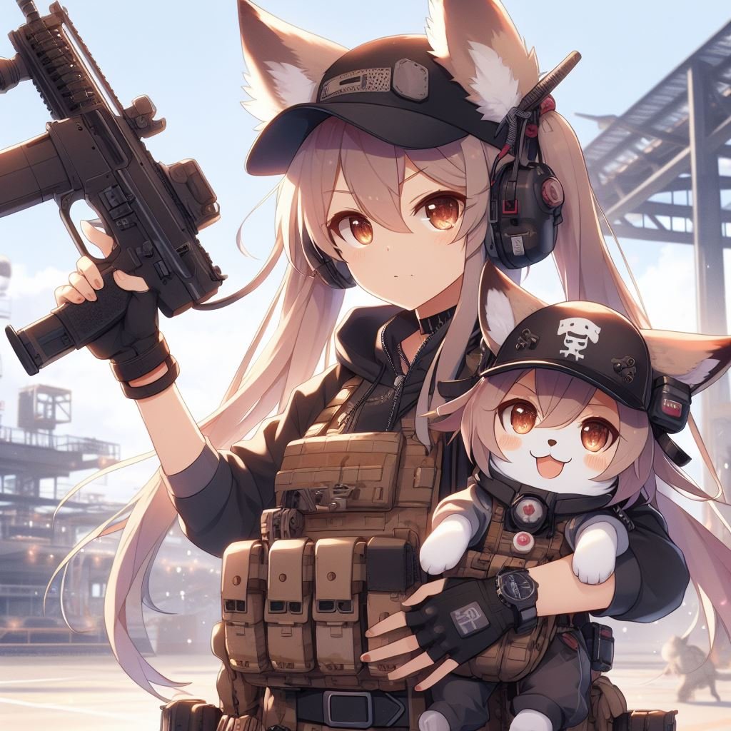 silver60198's tweet photo. An anime girl named Kina and her dog Shimi are off to battle ~!! https://t.co/7XtPw0M1Jf