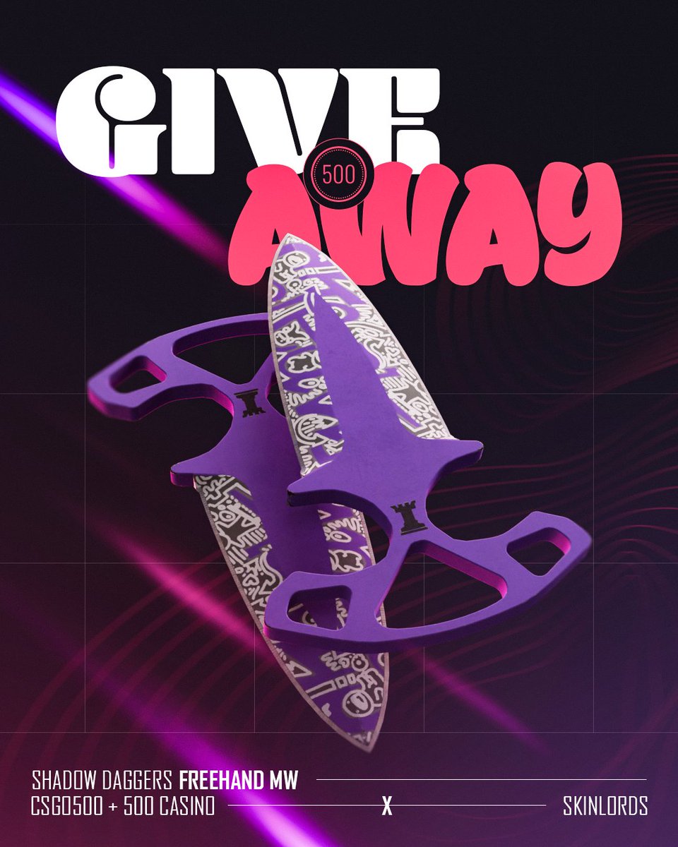 SkinLords's tweet photo. Shadow Daggers Freehand 🎁 CS2 Knife Giveaway!

✅ To enter:
- Follow @500Casino @CSGO500 and us
- Repost and Tag a friend

Ends in four days. Best of luck! https://t.co/49tIyFOPXe