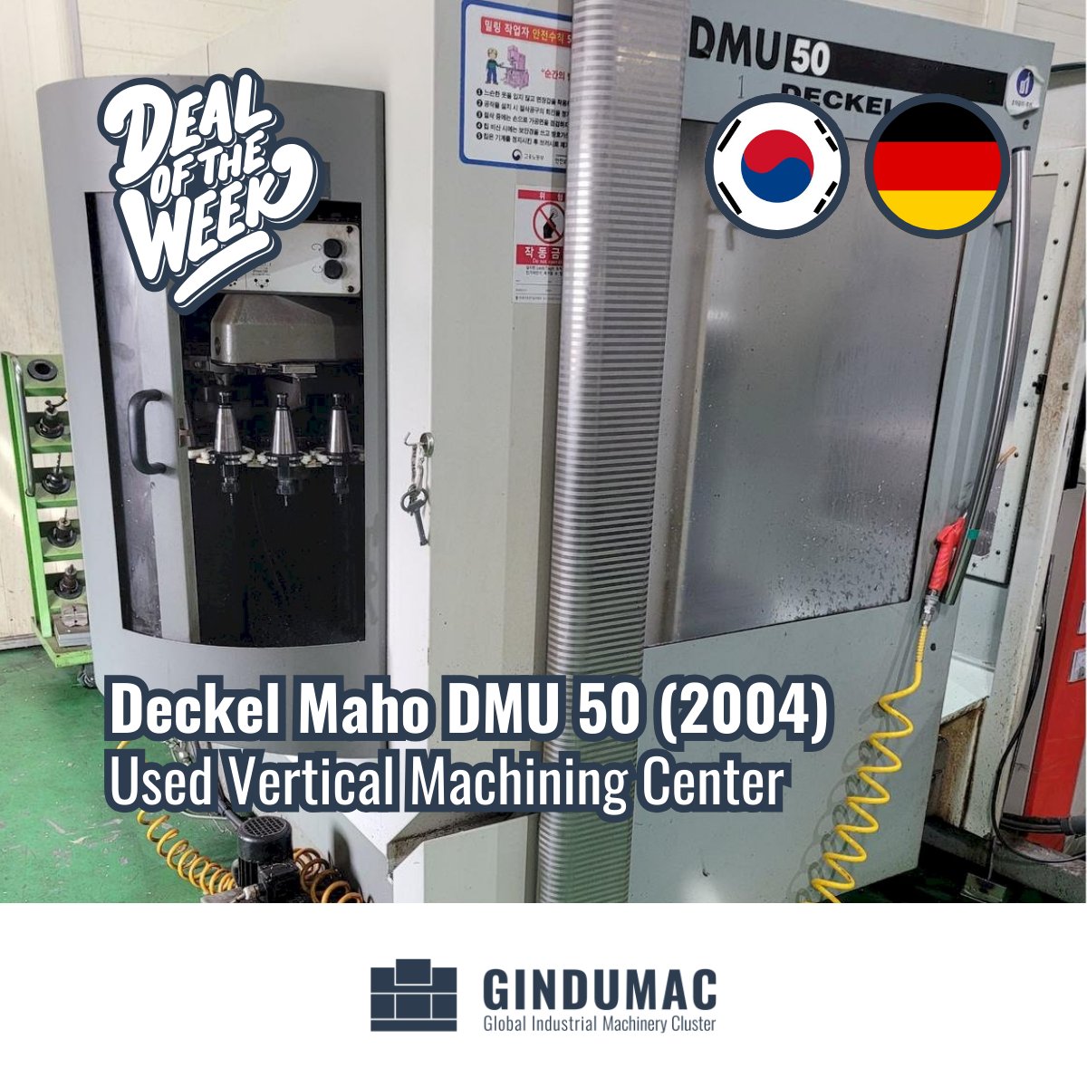 Deal of the Week!
 
Used Vertical Machining Center Deckel Maho DMU 50 (2004), sold from South Korea to Germany, DAP.
 
See machine: gindumac.com/product/deckel…

#gindumac #usedmachinery #verticalmachiningcenter #deckelmaho #dealoftheweek
