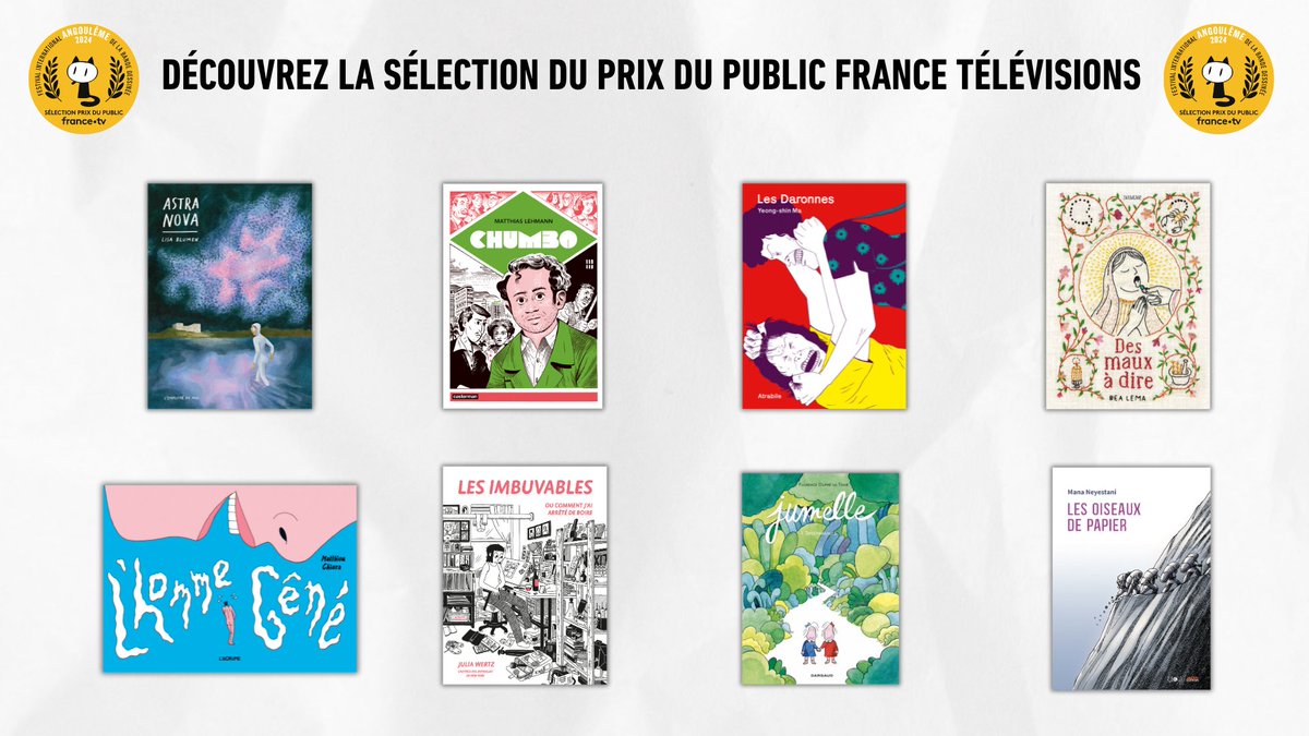 Découvrez la Sélection Officielle du Prix du Public
<a href="/Francetele/">France Télévisions</a> de l'édition 2024 du Festival ! 💬  

📍RDV du 25 au 28 janvier au Festival International de la Bande Dessinée d’Angoulême !📍