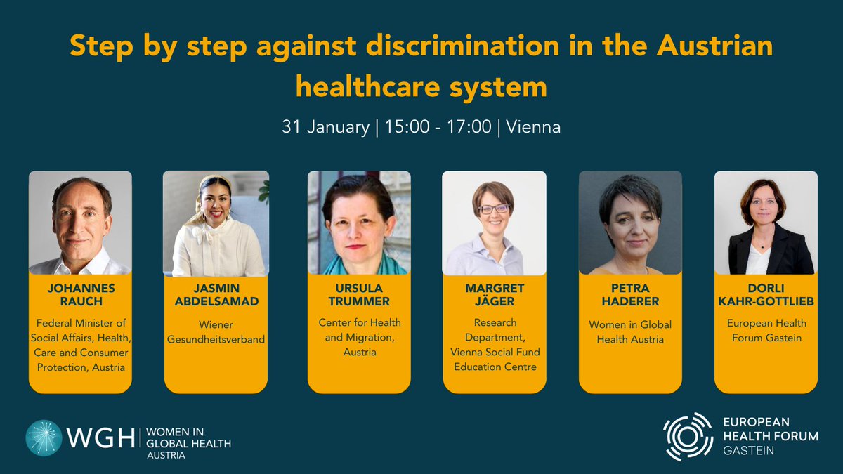 📢 SAVE THE DATE! Together with @WGHAustria we are delighted to invite you to our upcoming workshop - 'Step by step against discrimination in the Austrian healthcare system' ⏰ 31 Jan, 15:00 - 17:00 CET 📍 @bmsgpk, Stubenring 1, 1010 Vienna ➡️ Register: bit.ly/3RGHnBb