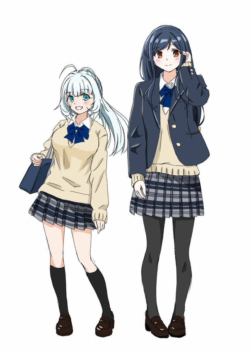 multiple girls 2girls pantyhose school uniform skirt jacket smile  illustration images