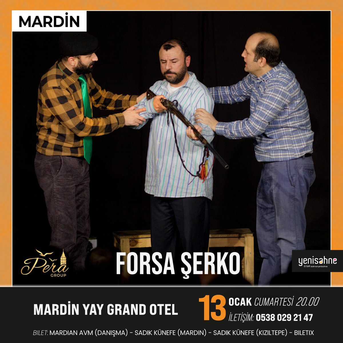 FORSA ŞERKO 
Turneya Mêrdînê - Mardin Turnesi 

📆 13 Çile / Ocak Cumartesi 
🕢 20.00
📍 Yay Grand Otel -Mardin 
☎️ 05380292147

Bilet Temin ;
Mardian Avm ( Danışma )
Sadık Künefe ( Mardin )
Sadık Künefe ( Kızıltepe )
Şaneşin Performans 

Biletix : biletix.com/etkinlik/3GP03…