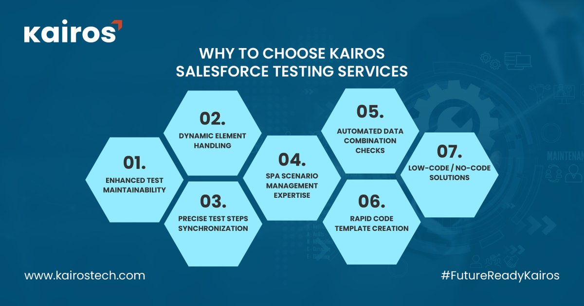 KairosTechInc's tweet image. Streamline Your #SalesforceTesting Process with @KairosTechInc Salesforce Testing Service.
#KairosTech #FutureReadyKairos #SalesforceTestingService #Salesforce #SoftwareTesting #SalesforceCustomizations #TCOE #KiTAP #UserInterface #AppPerformance #QualityEngineering