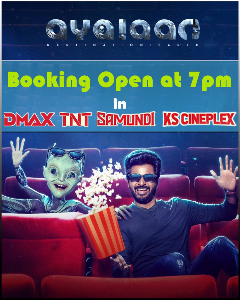 The family, sci-fi entertainment #Ayalaan Movie Bookings Open Today 7 PM At Your #DNCTheatres Book Your Tickets On #Bookmyshow