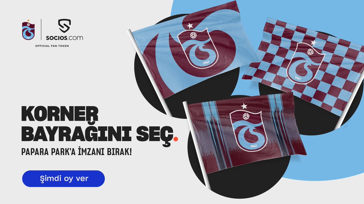 Socios_Turkiye's tweet photo. 🔴🔵 Trabzonspor Fan Token sahipleri @PaparaPark ’ın yeni korner bayrağı tasarımını @socios uygulamasından seçiyor! ⛳️

Hemen https://t.co/ttK4umdksg ‘a gel, takımın hakkında bu eşsiz karara ortak ol! @Trabzonspor #BeMoreThanAFan https://t.co/iJAdlCtPK7