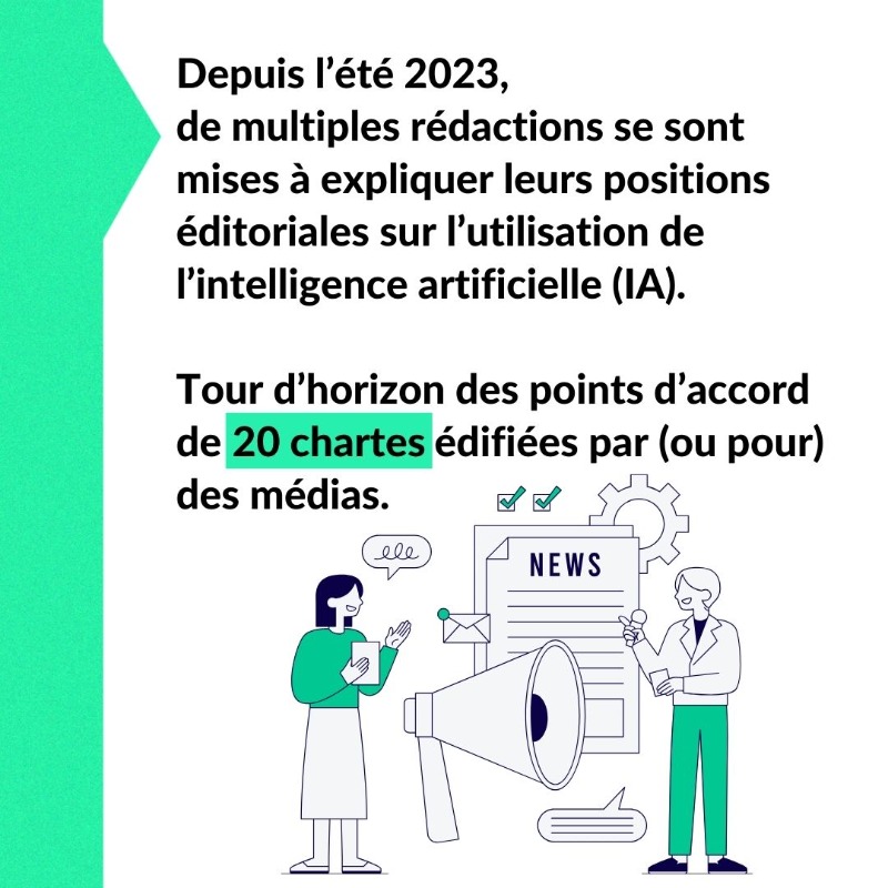 INA_RevueMedias's tweet photo. 🤖 Comment saisir les opportunités de l'intelligence artificielle sans détériorer la déontologie des journalistes et la confiance du public ? @Le_Figaro, @le_Parisien, @LesEchos... De nombreuses rédactions publient des chartes pour expliquer leurs positions éditoriales sur l’IA.