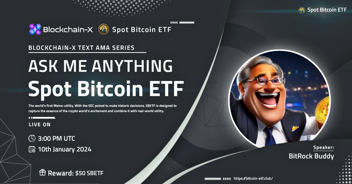 📣 We're pleased to announce our next #TextAMA with 𝗦𝗽𝗼𝘁 𝗕𝗶𝘁𝗰𝗼𝗶𝗻 𝗘𝗧𝗙.

◾The world's first Meme-tility. With the SEC poised to make historic decisions, SBETF is designed to capture the essence of the crypto world's excitement and combine it with real-world utility.