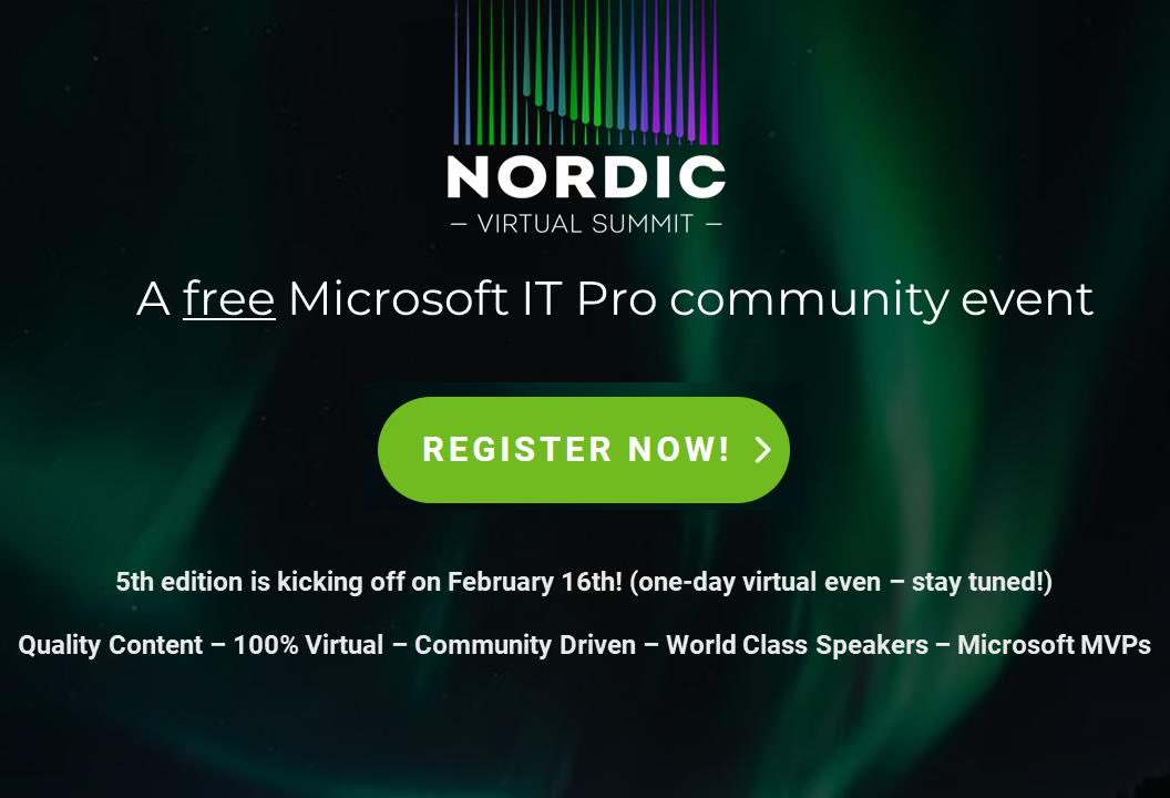 Nordic_Summit's tweet photo. It’s a new year and a new FREE conference for all you #MSIntune, #Azure, #Security, and #Microsoft365 admins &amp; professionals on Feb 16th. Sessions are not recorded so be sure to sign up and register your spot today - https://t.co/vpZ7FzyFMg https://t.co/Uudt2sWhJi