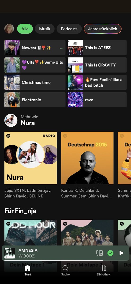DearMyStarPJC's tweet photo. Can I see your Spotify home screen?

I actually mainly listen to my own Playlists☺️ https://t.co/yInI93c7r0