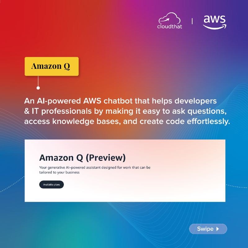 cloudthat's tweet photo. Revolutionize your coding journey with the Top 3 releases from @awscloud! From the smart #AmazonQ to secure coding with #AmazonCodeWhisperer and creative customization with #AmazonBedrock – it's time for #seamless development!
#Tech #AWSUpdates