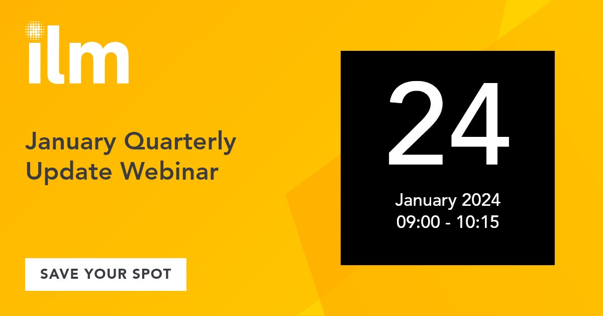 Join our January quarterly update webinar for all the latest ILM news and updates. 

ow.ly/Cmp950QoJZ7

#ilm