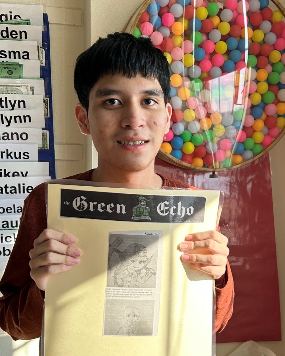 ColonialIU20's tweet photo. Join us in congratulating Ricky - a talented artist  in Ms. Bray's room whose work was published in Pen Argyl HS's school newspaper!  #AmazingIU20Kids #AmazingIU20Staff #CIU20WeCan https://t.co/DDur9kmqbT