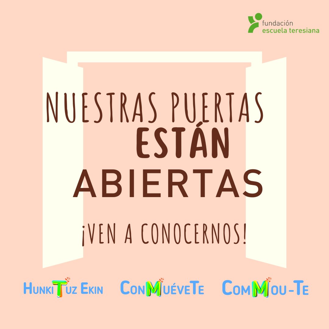 Las puertas de nuestros 21 colegios están abiertas para ti. 
¡Ven a conocernos!
escuelateresiana.com/colegios-teres…
#ConMuéveTe💕
#ComMouTe💕 
#HunkiTuzEkin💕