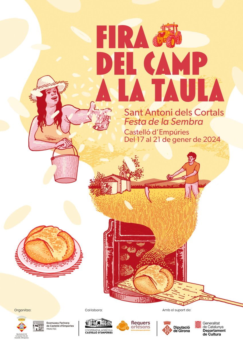 Fira del Camp a la Taula, la setmana entrant!
Una fira per commemorar la Festa de Sant Antoni dels Cortals i la Festa de la Sembra   amb moltes propostes: taules rodones, tallers familiars, sardanes, fira de maquinària agrícola, etc.
Programa: tuit.cat/bjaak