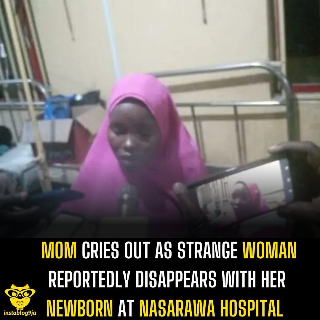 instablog9ja's tweet photo. Mom cries out as strange woman reportedly disappears with her newborn at Nasarawa hospital 

Police operatives in Lafia, Nasarawa State have launched a manhunt for a yet-to-be identified woman who st%le a newborn baby at the postnatal ward of Dalhatu Araf Specialist Hospital (DASH).