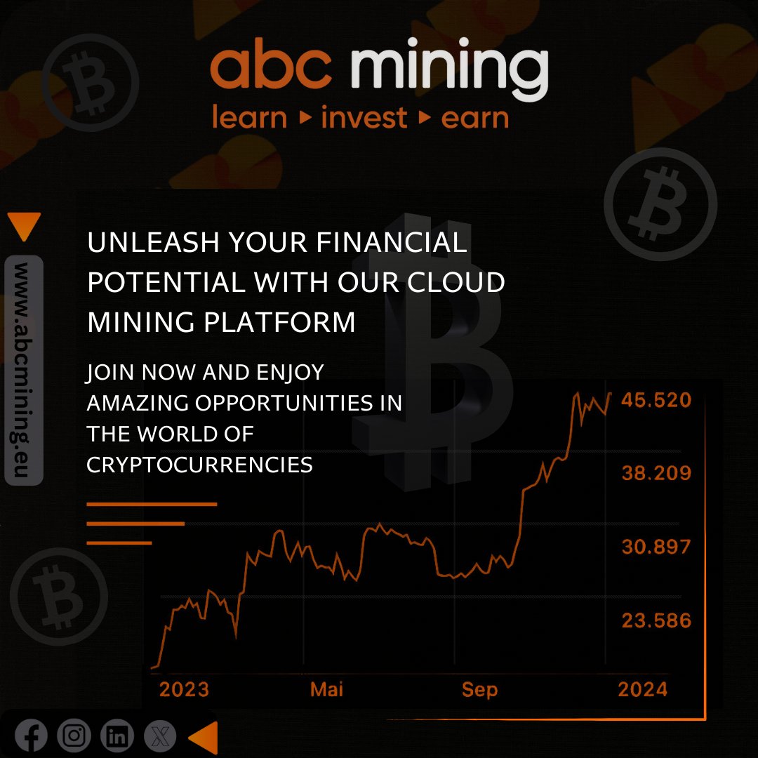 abcmining_eu's tweet photo. Visit our Website https://t.co/AZhrMOVOo2 for more Information.
Discover the journey to financial success with our Company! #abcmining #Bitcoin #Investment #Financial_success https://t.co/WCJRgdpwSD