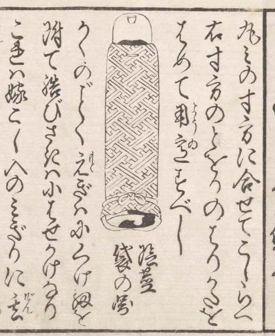 月岡雪鼎の書いた『婚礼秘事袋』に「おちんちんが風邪ひかないように被せるマラ袋」ってのが説明されてて作り方も書いていたんだが、本気で言ってんのか冗談なのか分からん。
なんか輿入れのときに前もって婿のちんちんサイズ聞いといて拵えておくんだと。んで初夜の後で使う。 