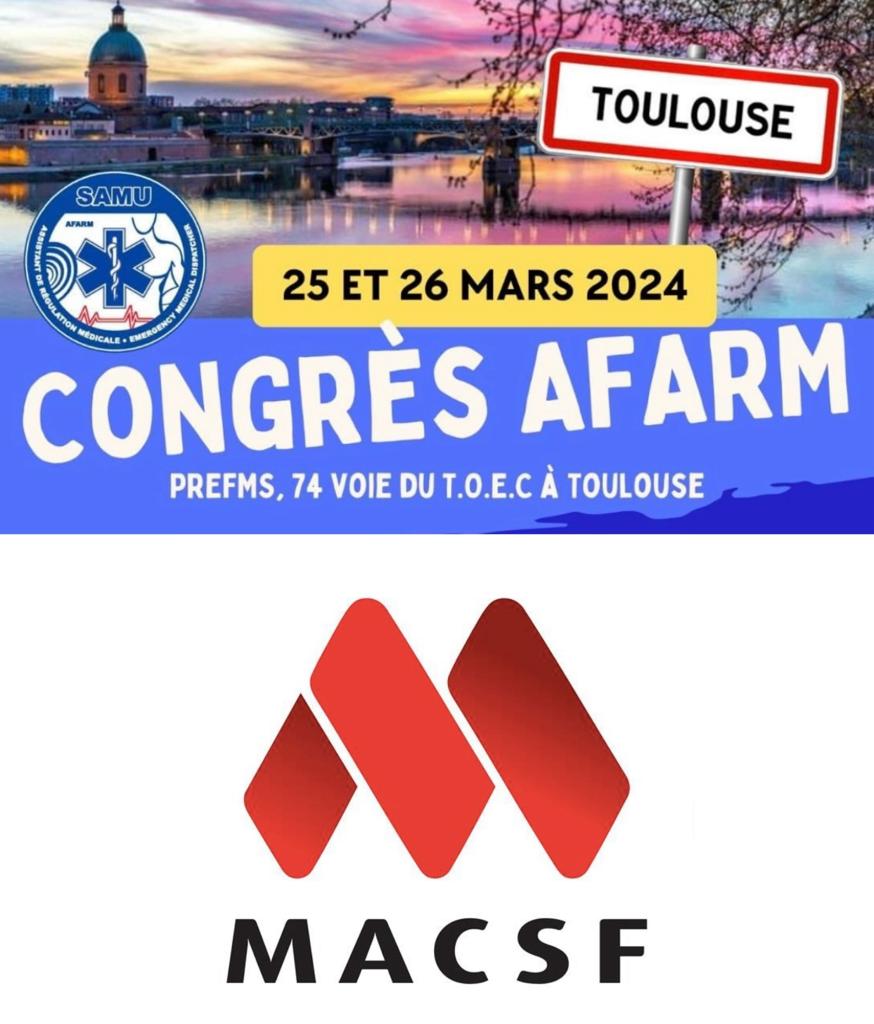 AFARM_SAMU's tweet image. [ 🚨 IMPORTANT 🚨 ]

▶️2ème CONGRÈS AFARM◀️

Les membres du bureau #AFARM sont heureux de vous annoncer la deuxième édition de leur congrès qui aura lieu les 25 et 26 Mars 2024 dans les locaux du PREFMS de #Toulouse 

Merci  #MACSF  de participer à  #congresafarm