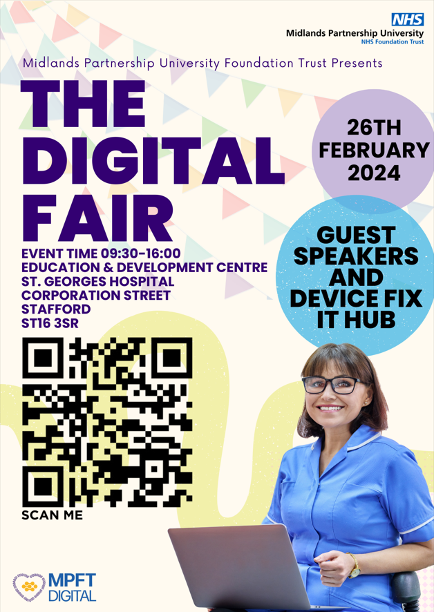 MPFTAngels's tweet photo. Digital Fair 26/02/2024 💻🏥

Drop-in sessions will be running all day from 09:30 -16:00 where our Digital Angels will be offering support and guidance🧑‍💻

Help spread the word to all staff within MPFT by sharing this post 🩵 https://t.co/8q37cdkS4B