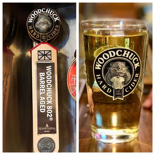 New on tap for 2024!
Woodchuck 802 Barrel Aged Hard Cider, aged in Whistle Pig barrels for 6 months. And, as always gluten free. Stop by and try one today.
