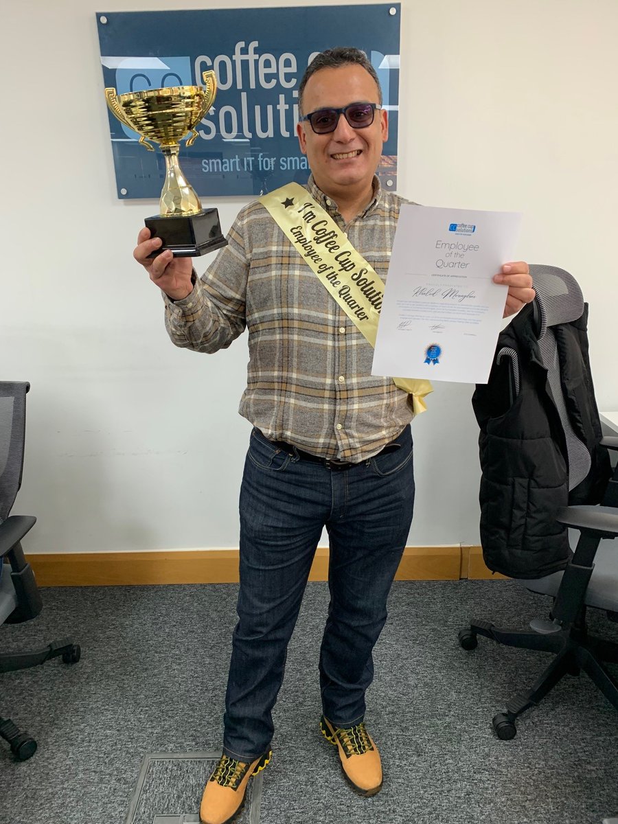coffeecupIT's tweet photo. Our Employee of the Quarter for Q4 - A well deserved winner, Khaled Meraghni

Khaled is part of our technical consulting team and his knowledge of numerous technologies is off the scale!

His project work for our customers is outstanding and it's often received in their feedback! https://t.co/7a3EbfXbHk