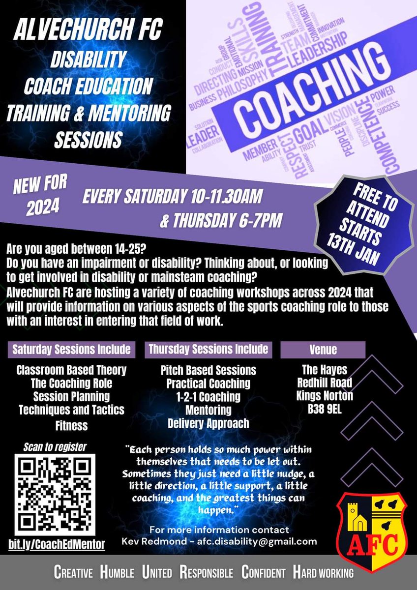 Alvechurch FC Ability Counts (@afcdisability) on Twitter photo Starts this Saturday. Get in touch for more details <a href="/Alvechurch1st/">Alvechurch FC</a> @
#Disability
#Coaching Starts this Saturday. Get in touch for more details <a href="/Alvechurch1st/">Alvechurch FC</a> @
#Disability
#Coaching