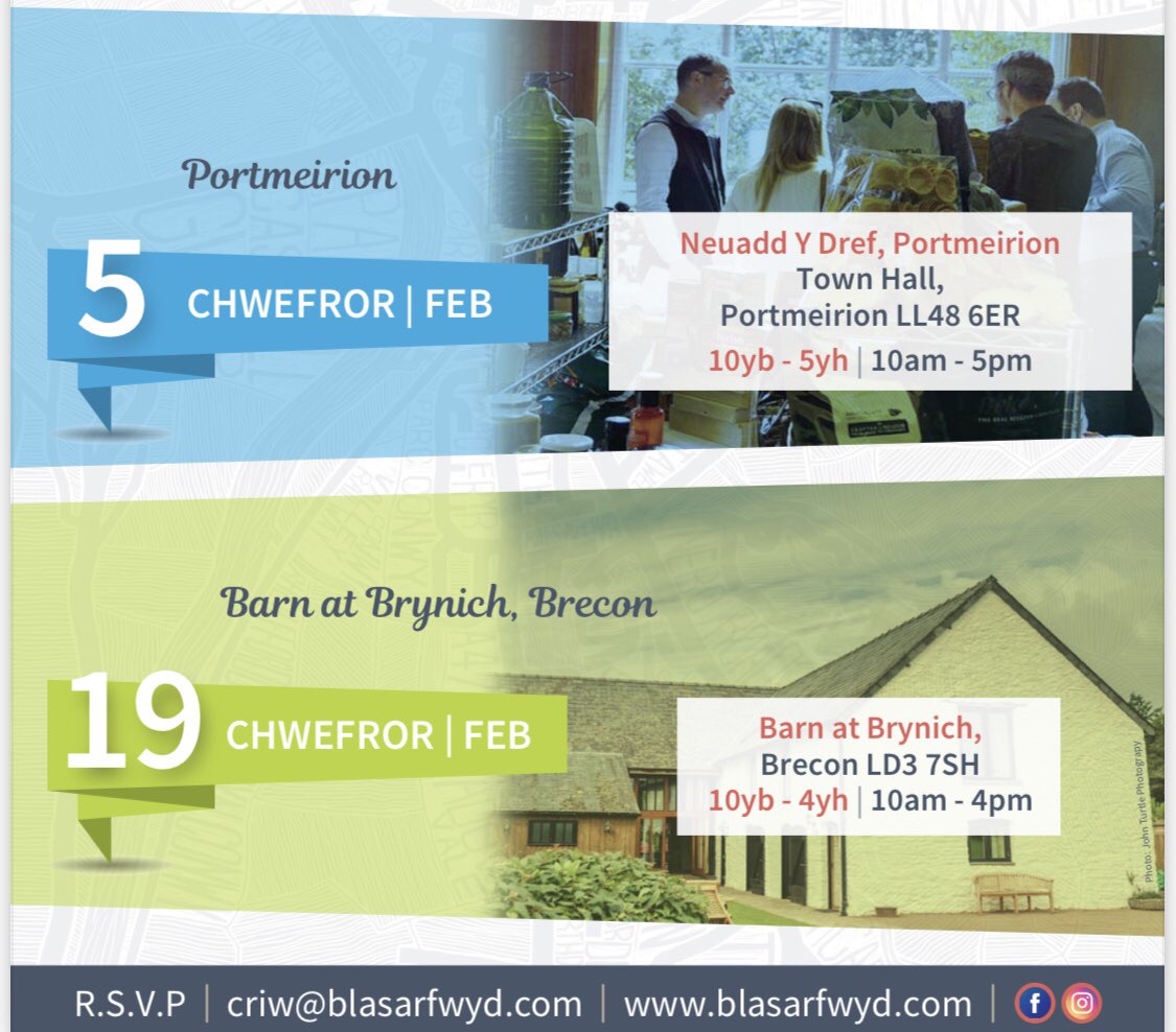 📔 Dates for your diary ‼️ 2 fantastic trade shows 👉 Portmeirion 05/02 👉Brecon 19/02 🏴󠁧󠁢󠁷󠁬󠁳󠁿 Showcasing the best of Welsh food & drink 🍷World Wines Ample opportunity for sampling & meeting NEW PRODUCERS & NEW PRODUCTS RSVP: criw@blasarfwyd.com