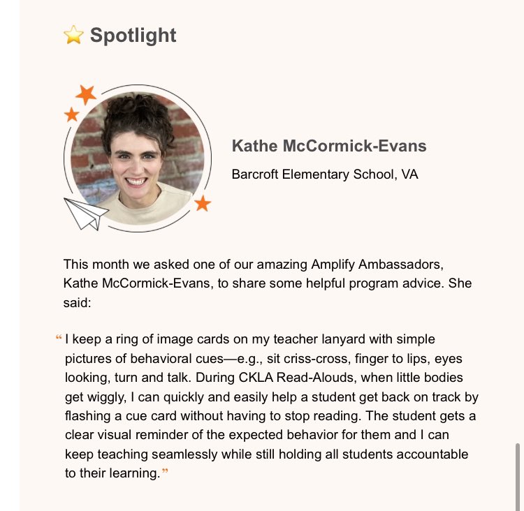 One of our @BarcroftEagles @APSVirginia teachers is featured in the @Amplify CKLA January newsletter ⭐️⭐️⭐️!!!