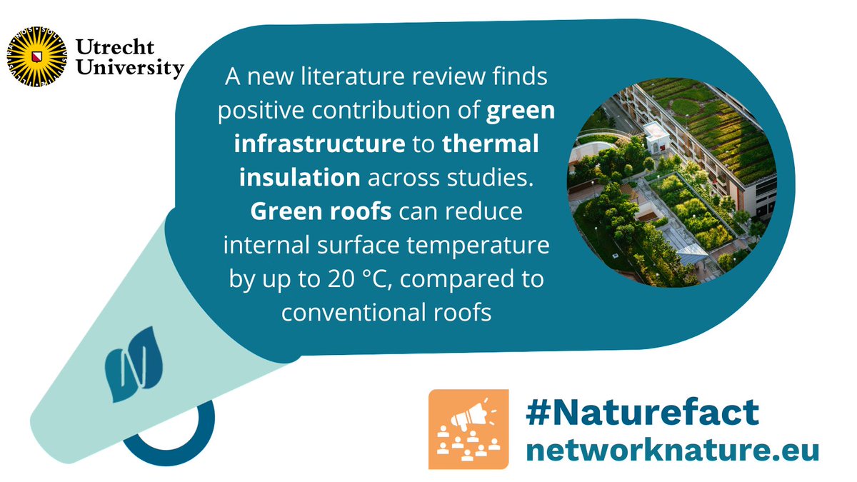 🏡 #GreenInfastructure brings major benefits for #climateresilience. A new literature review finds positive contribution of #greenroofs and #greenwalls to ☀️🌡️ thermal insulation and human wellbeing across all studies. #NBS #NatureFact Learn more here ➡️ urlz.fr/pbhP