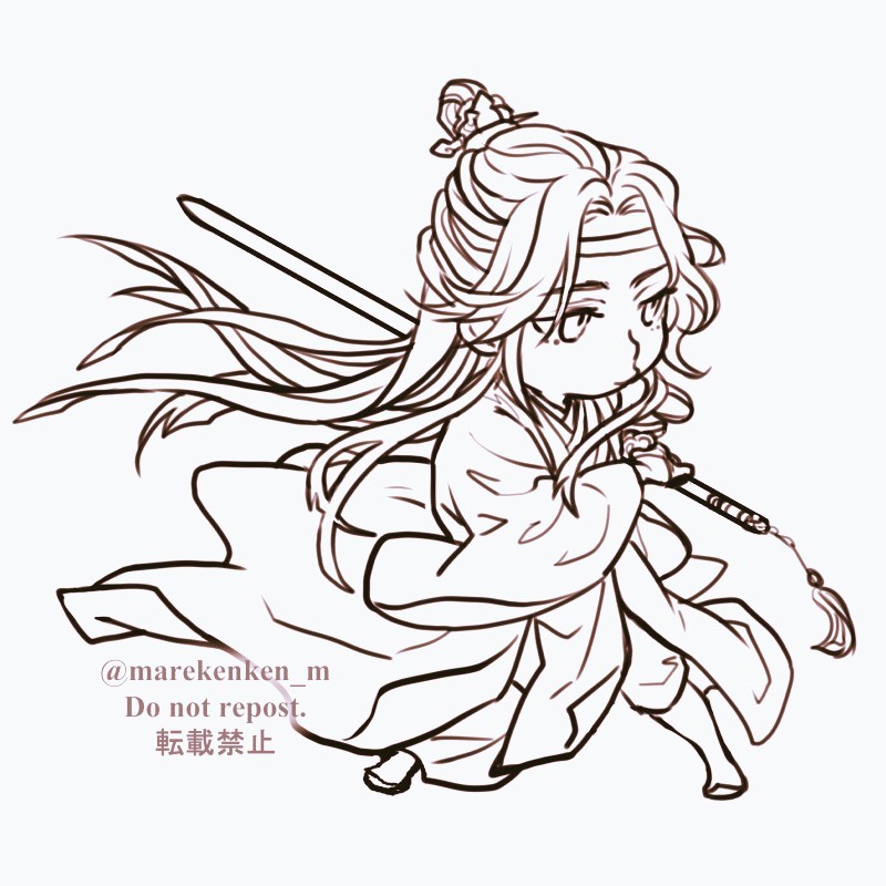 2boys multiple boys chinese clothes long hair robe long sleeves headband  illustration images