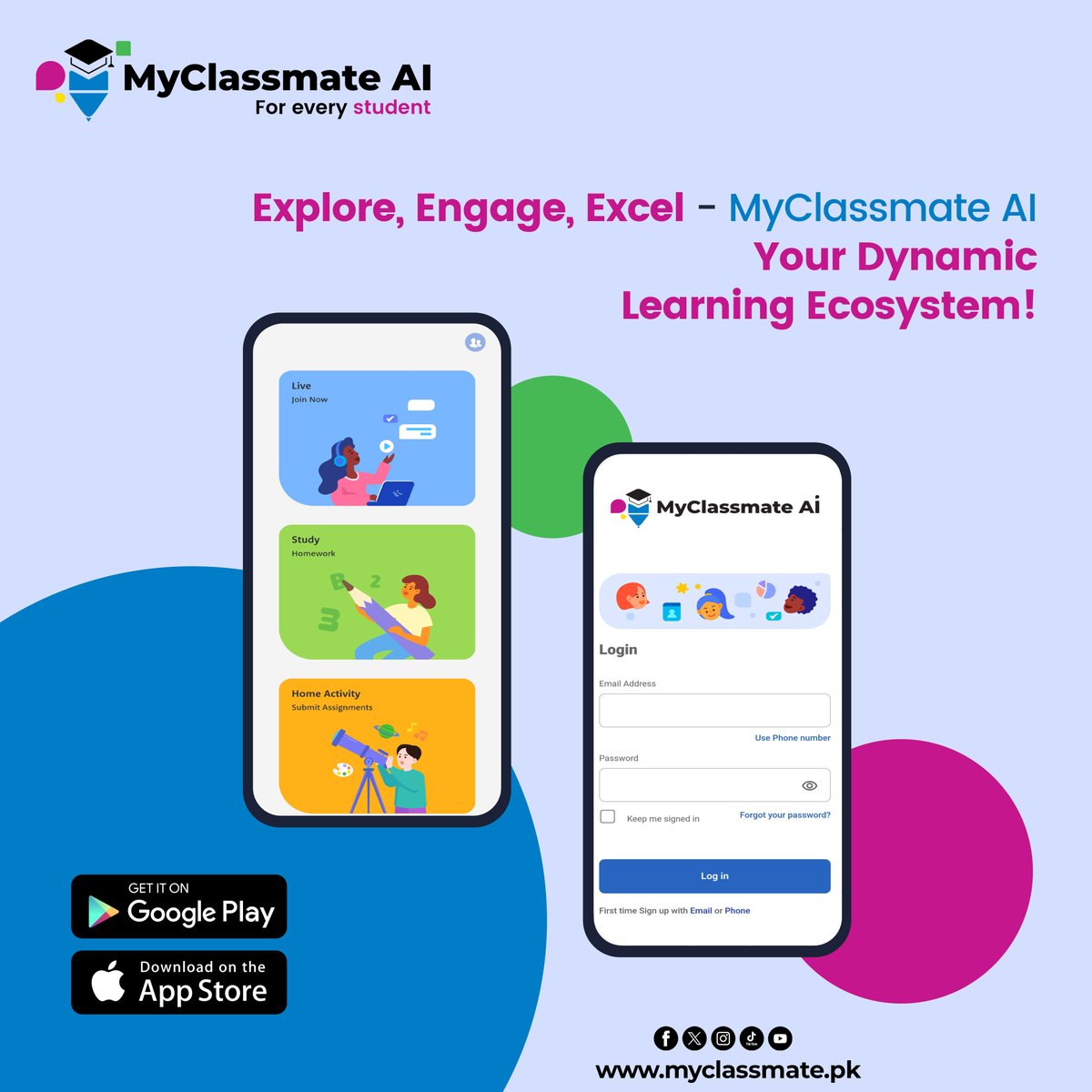 MyClassmate AI - Explore, Engage, Excel! Your dynamic learning ecosystem for a smarter tomorrow.

.
.
.
.
#LearnSmart #EducationElevated #FutureOfLearning #InnovationInEducation #MyClassmateAI #InnovationInEducation #KnowledgeUnleashed #MyClassmateLMS #DigitalSchool