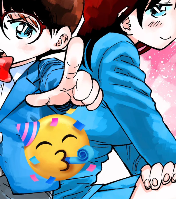 名探偵コナン連載30周年おめでとうございます!ありがたいことにコナンくんと蘭ちゃんのお祝いイラスト描かせていただきました。真実はいつもひとつ!