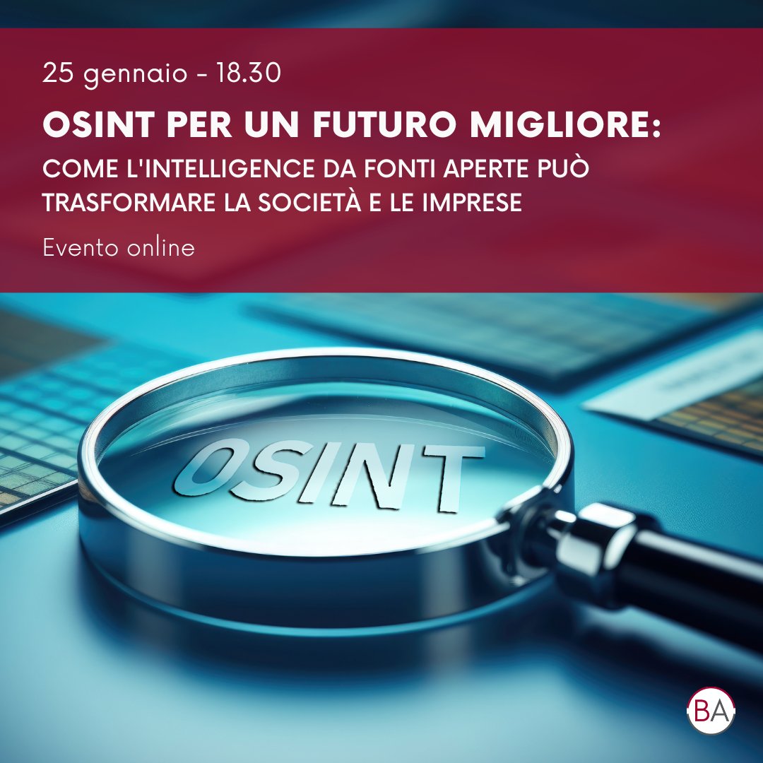 BicoccAlumni's tweet photo. 🔍 🌐 La serata si rivolge a tutti gli #alumni che vogliano conoscere più da vicino il mondo dell'#intelligence e dell’#OSINT.

👉 L’evento sarà trasmesso ONLINE, per info e per partecipare visita il seguente link: https://t.co/TSYv6nYKsc

@osintitalia @Red_Open_srl @unimib https://t.co/nko1dC8BlF