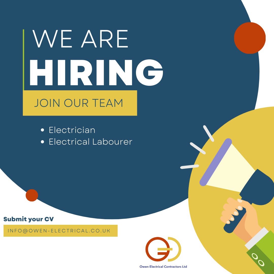 OwenElec's tweet photo. We are looking for a number of gold card electricians and white card electricians mates due to a very healthy order book for 2024!

Contact us on 01924 962400

#birstall #batley #leeds #bradford #huddersfield #halifax #jobs #newjobs https://t.co/pRPubDeBj9