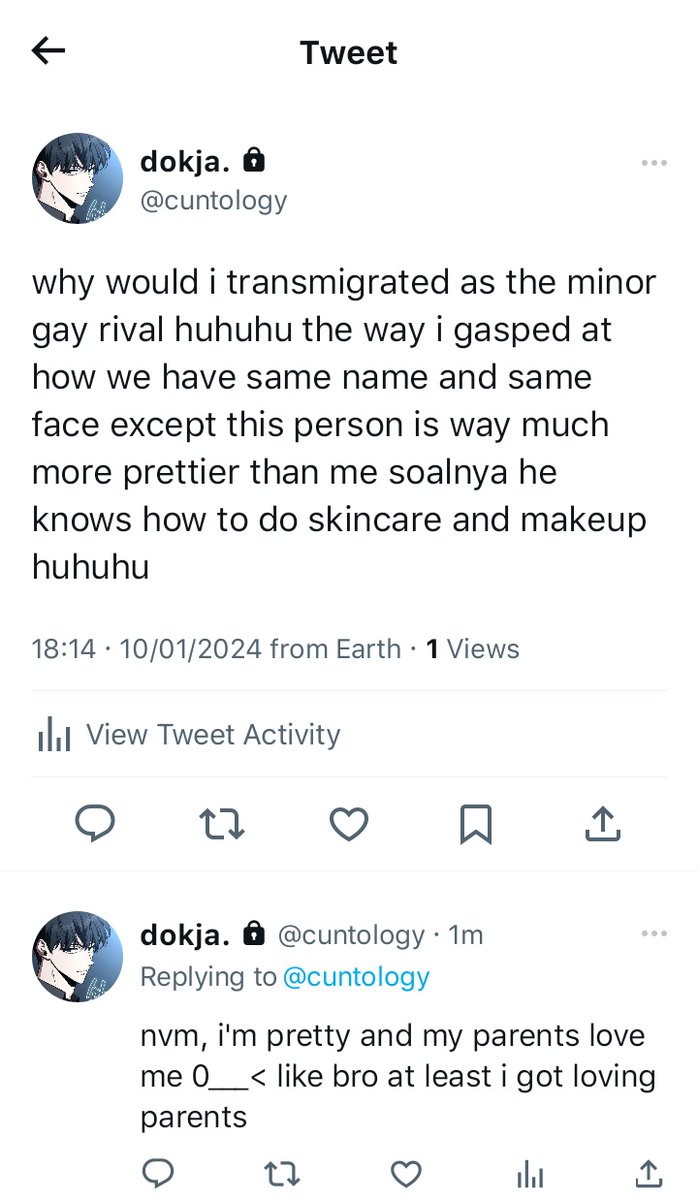 entpkeren's tweet photo. #joongdok #haremja prompt au.
wherein the clueless dokja cuma begadang buat namatin game otome stress tapi malah transmigrasi ke karakter minor gay rival yang bakal meninggal ngga lama setelah cerita dimulai, terus dia found out kalo ada orang lain yang ikut transmigrasi. https://t.co/IzA0mLsaVV