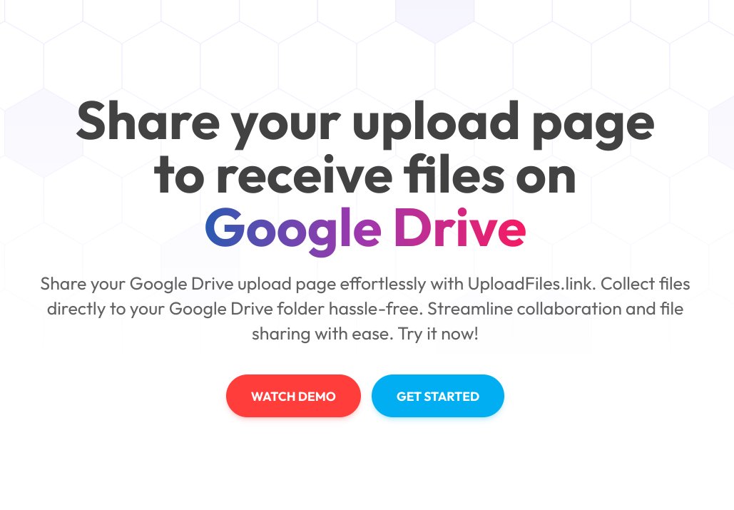 これ、Googleドライブのフォルダを

共有するのに便利かも！

固有のリンクを生成＆共有することで誰でもファイルをアップロードできるページを作ってくれる。

ファイルの形式を指定したり、期限付きのリンクにすることも可能

uploadfiles.link