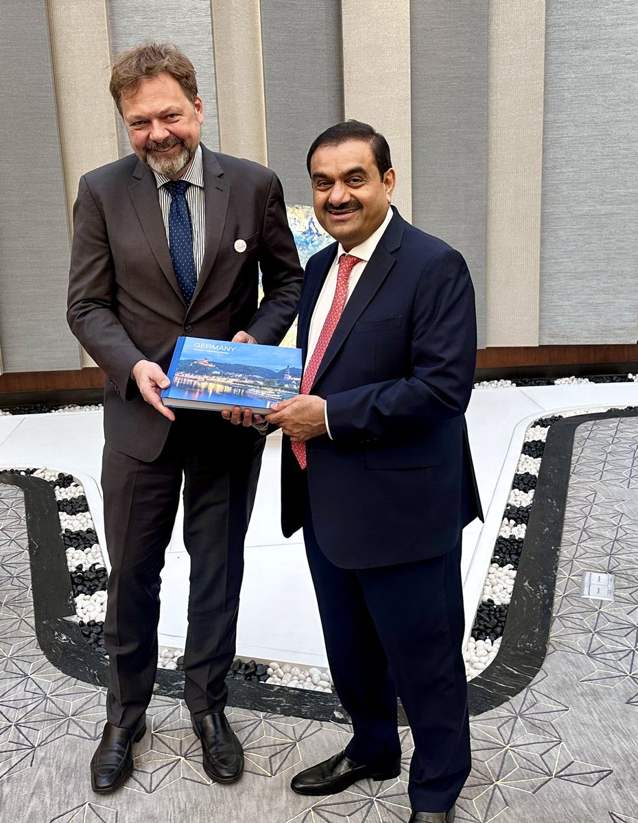 Engaging meeting with @gautam_adani & @AdaniKaran at the Adani headquarters in Ahmedabad. Hands-on discussion on upcoming opportunities for business corporation in renewables, green hydrogen, & e-mobility. Thank you for your personal interest in Indo-German partnerships!