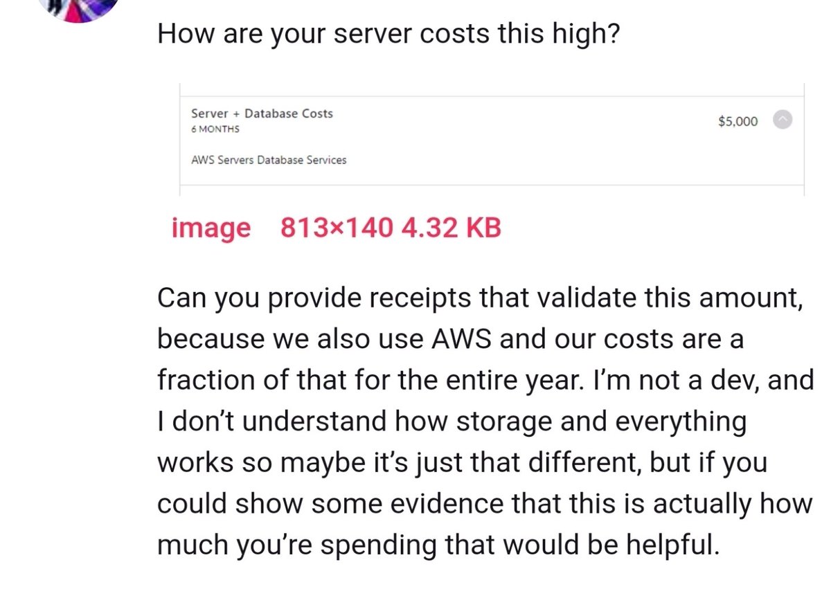 Will we be provided with evidence of the server cost or not?

Find out next time on DCL D!