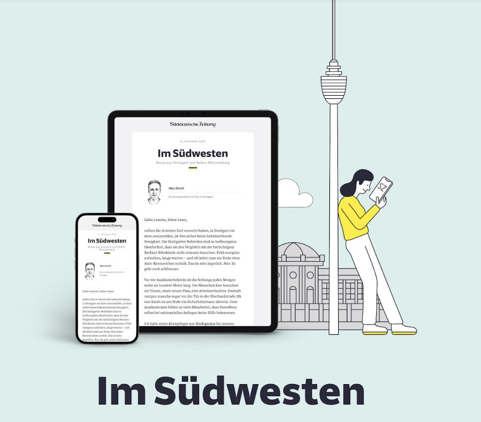 😍 Neues Jahr, neue Zielgruppe: Wir starten @SZ-Newsletter 'Im Südwesten - Neues aus Stuttgart und Baden-Württemberg' für alle, die den Südwesten im Herzen tragen. Kostenlos anmelden👉sz.de/suedwesten👏an @RMuschel @maxferstl @KarolineBeisel @CasparBusse @jh_beer et al.