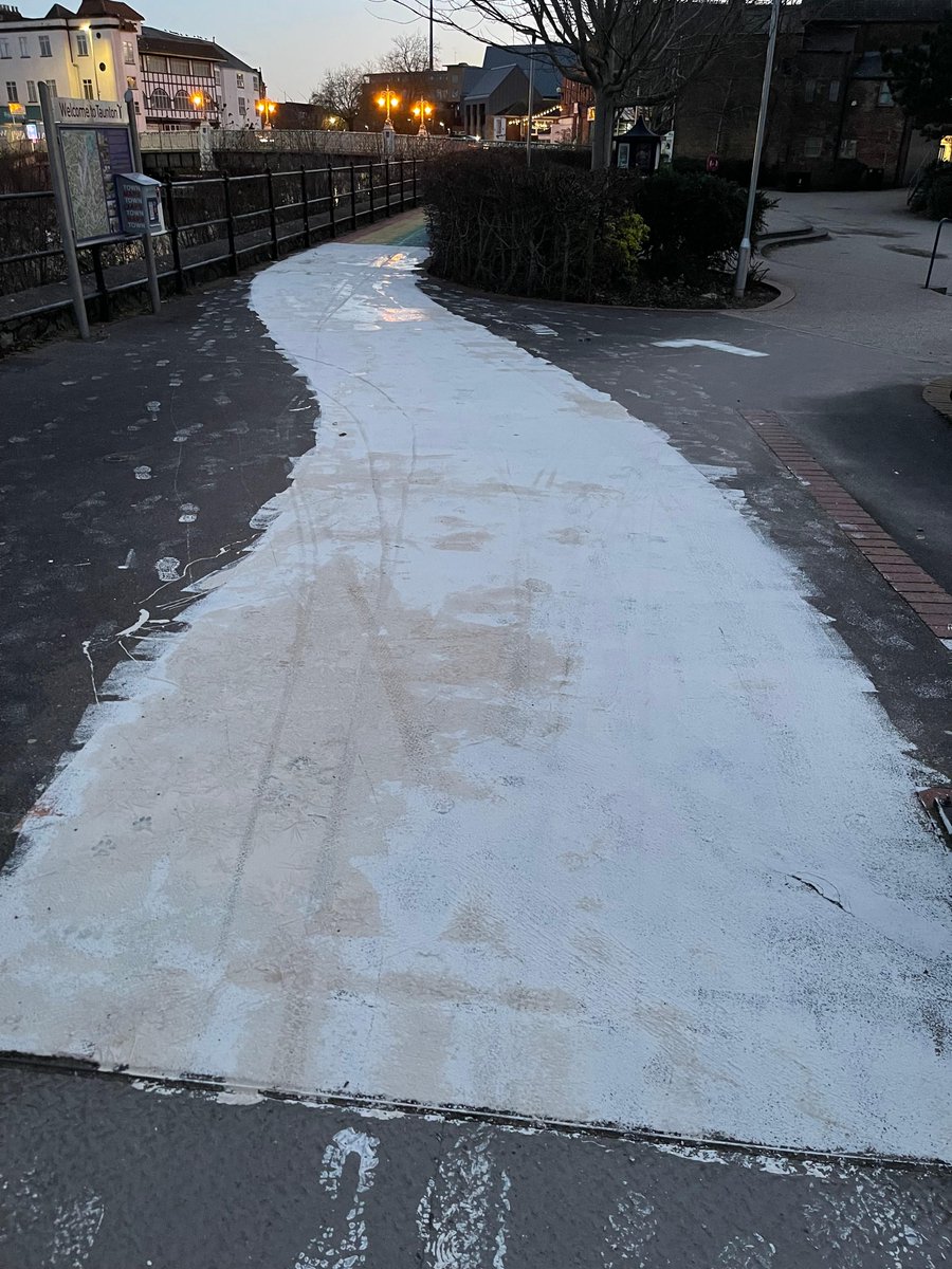 Taunton_TC's tweet photo. We were very disappointed this morning to see that the Rainbow path in Goodland Gardens has suffered vandalism. If you have any information related to this offence, please report to Avon and Somerset police using this crime reference number AS-20240110-0213 https://t.co/cYSCZTyJND