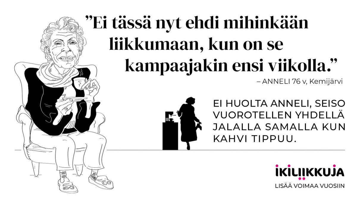Kutsumme kuntia, järjestöjä, hyvinvointialueita, yrityksiä ja Liikkujan Apteekkeja toteuttamaan yhdessä #IkiliikkujaViikko'a 11.-17.3.2024. 
❣️Jos kaipaat lisätietoa tai ideoita toteutukseen, osallistu Ikiliikkuja-infoon 18.1. klo 15 ikainstituutti.fi/event/ikiliikk…
#LisääVoimaaVuosiin