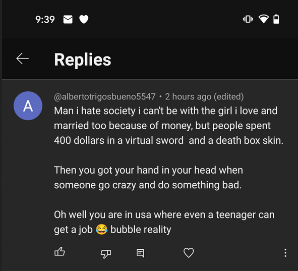 YouTube comments cos I bought the event (with crafting materials)