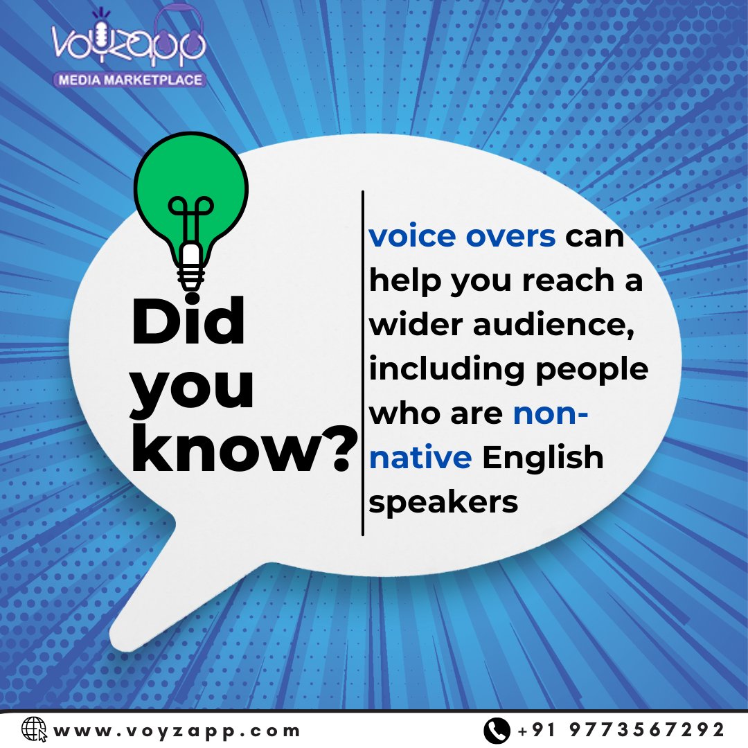 Break down language barriers and connect with a global audience using our professional voice over services. For more visit: voyzapp.com