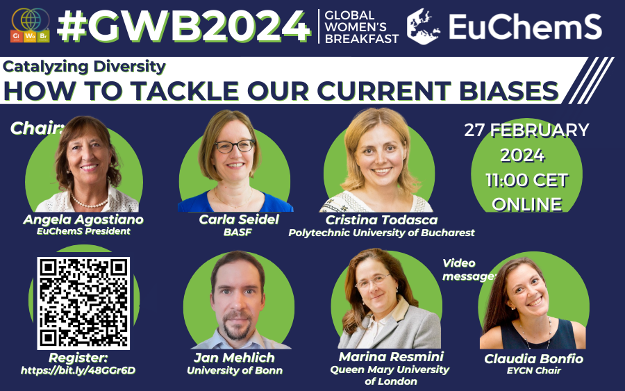Take a look at our speakers for our upcoming #GWB2024 Event!  We look forward to an exciting discussion on addressing unseen #biases - as researchers can only achieve their full potential if #science is #inclusive!⤵️
 euchems.eu/gwb-diversity-… 

Register ⤵️
us02web.zoom.us/webinar/regist…