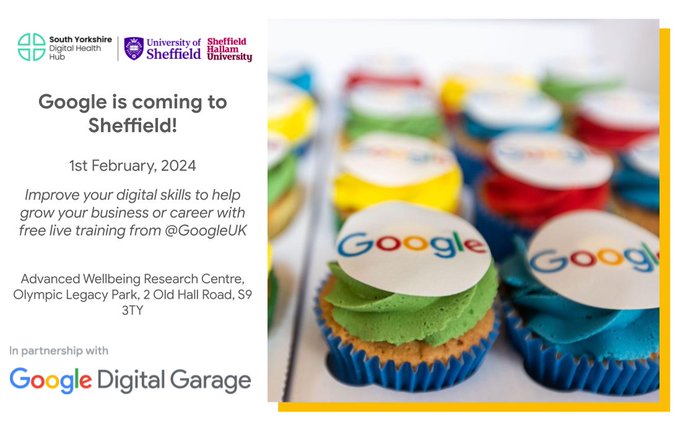 Google Digital Garage is coming to @SHU_AWRC! Elevate your business's digital game with in-person training & workshops with @Google's expert team Featured Sessions: Boost Productivity with AI Data Visualisation Leadership for the Digital Age Register: bit.ly/3NVp6PA