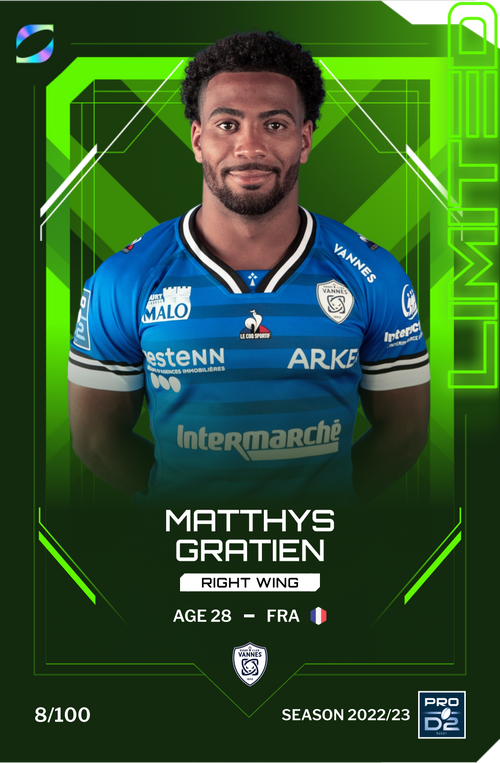 Neycoo_'s tweet photo. Nouveau Giveaway pour bien commencer l'année, je vous fais gagner la carte de Matthys Gratien 🔥
Pour participer :
Follow : @Neycoo_ et @Oval3_game
RT + Likes + Commentes🔁 ❤️ 💬
#giveaway #concours #top14 #cryptofr #rugby #nft #prod2 #nftgame #rugbygame #rugbyfr #rugbyfr https://t.co/Cz7MMIP85I
