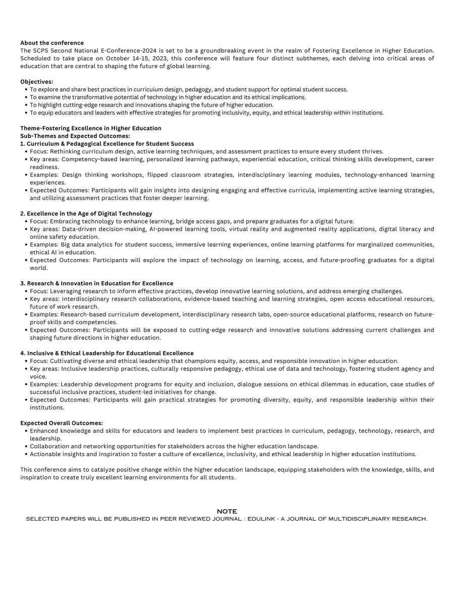 ctpdin's tweet image. Saraswati College of Professional Studies  is organising Annual E-Conference on 15-16 March 2024.
Conference WhatsApp Group Link
chat.whatsapp.com/IALmM2qqiozA4k…
Conference Registration Link 
forms.gle/oRxGRpMygDgEhT…

#SCPS #CTPD #CTPDIndia #CTEF #e_conference #annualeconference