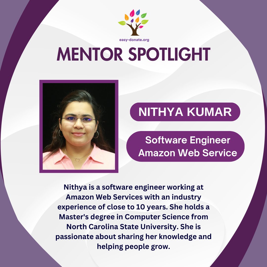 CCpathways_org's tweet image. Meet our seasoned software engineer from Amazon Web Services with nearly a decade of industry expertise and a Master&apos;s in Computer Science from North Carolina State University.

#TechLeader #AWSExpert #AWS #SoftwareEngineer #MentorSpotlight #Mentor #EasyDonateOrg